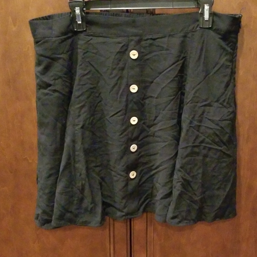 ModCloth Black Button-Front A-Line Skirt